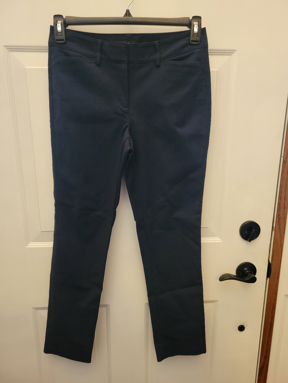 White House Black Market Navy Blue Straight-Leg Stretch Pants